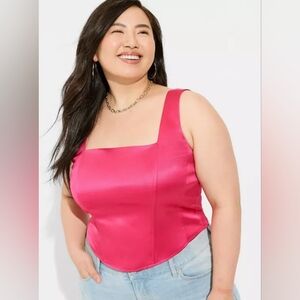 Torrid Satin Sleeveless Hot Pink Corset Top 2x